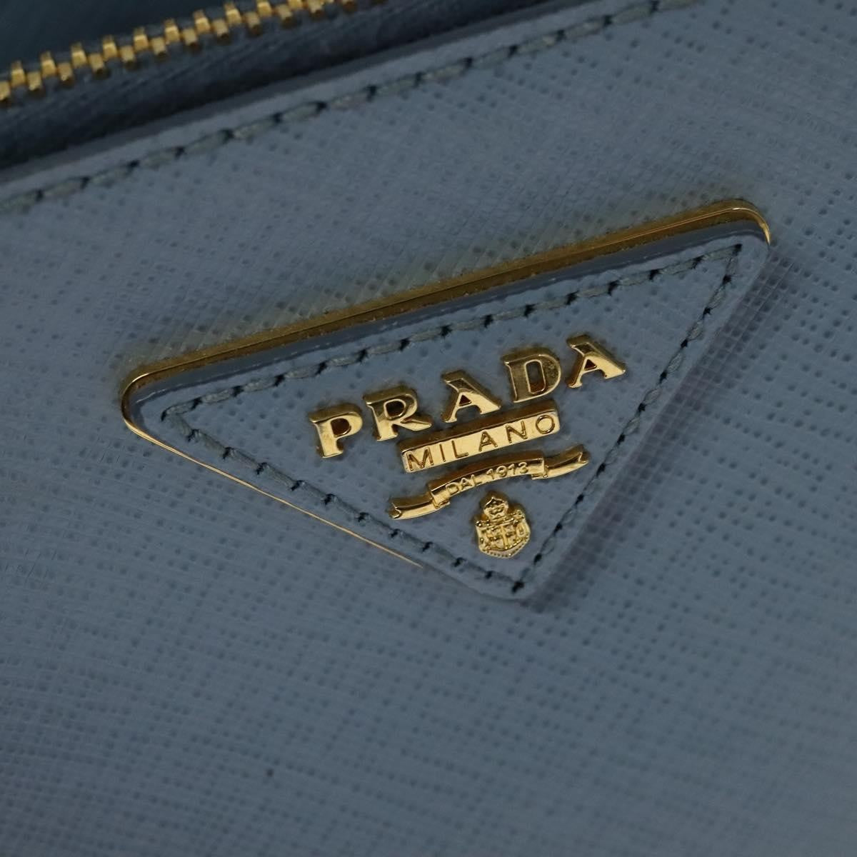 Prada Double Zip Lux Tote Saffiano Leather, BLUE, LEATHER, Handbag