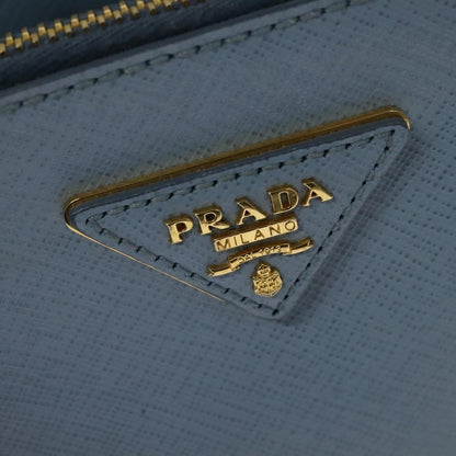 Prada Double Zip Lux Tote Saffiano Leather, BLUE, LEATHER, Handbag