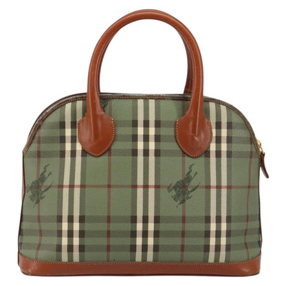 Burberry Nova Handbag Check Pattern, GREEN, PVC, Handbag
