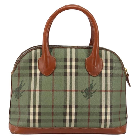 Burberry Nova Handbag Check Pattern, GREEN, PVC, Handbag