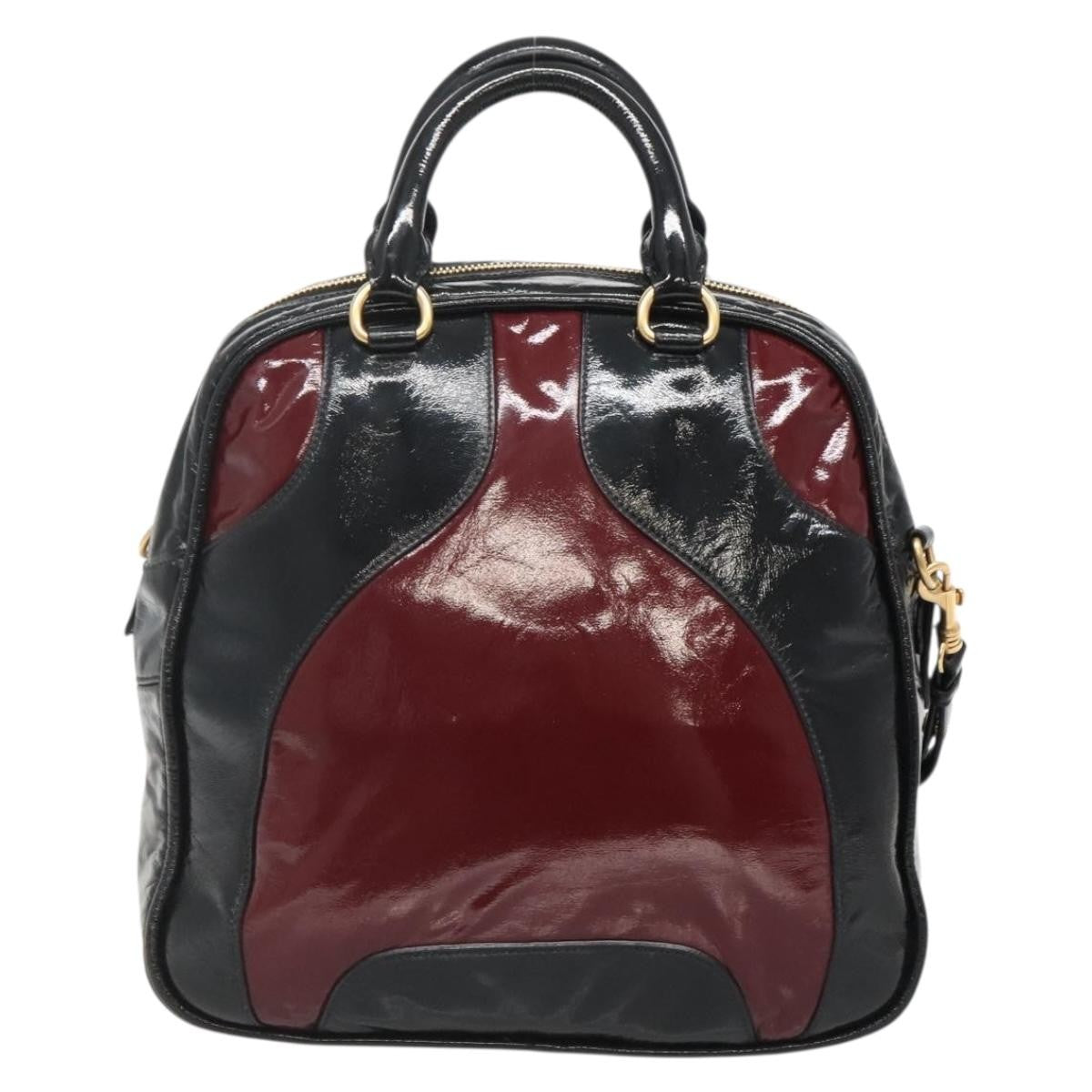 Miu Miu Convertible Satchel Bag Leather, BLACK, PATENT_LEATHER, Handbag