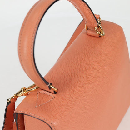 Celine Vintage Convertible Turnlock Top Handle Bag Leather, ORANGE, LEATHER, Handbag