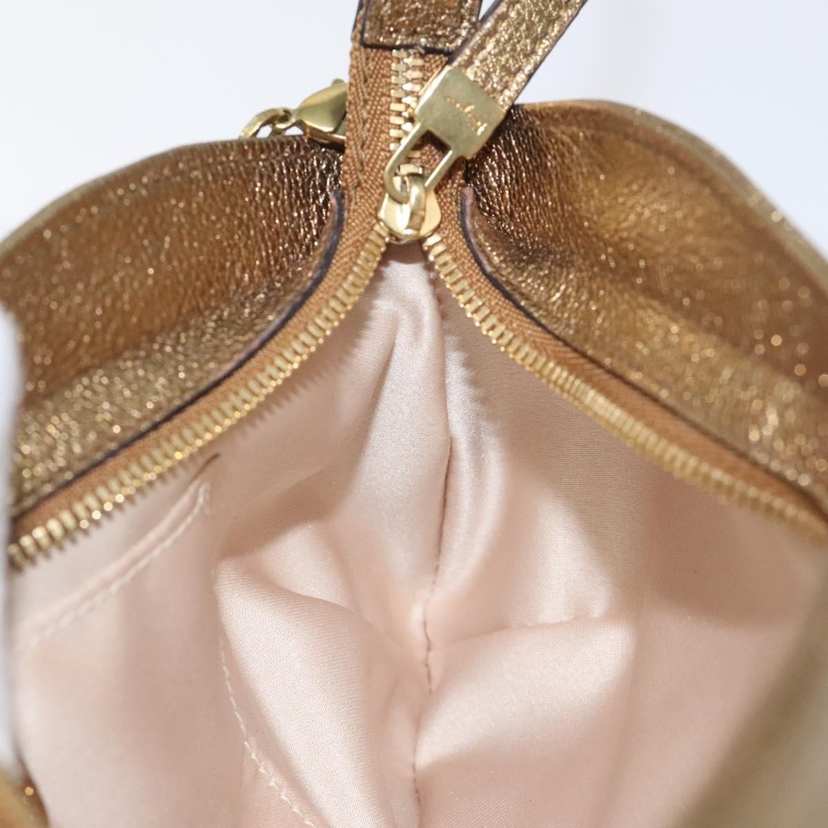 Salvatore Ferragamo Gancini Chain Clutch bag Leather, GOLD, LEATHER, Clutche & pouche