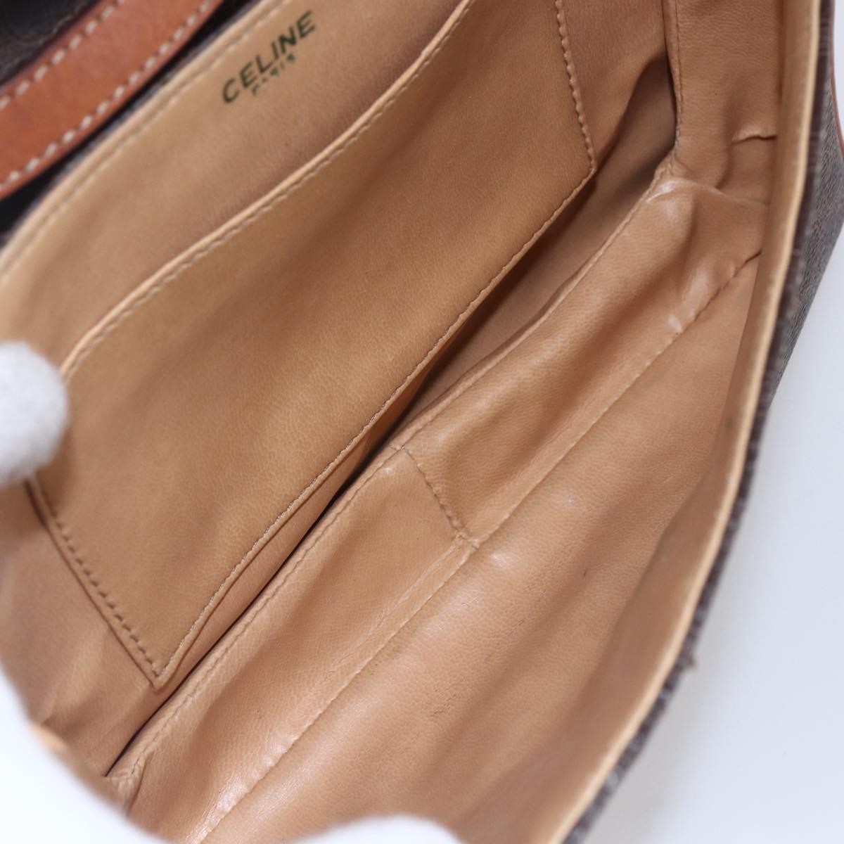 Celine Vintage Macadam Shoulder Bag Canvas and Leather, BROWN, CANVAS, Shoulder bag