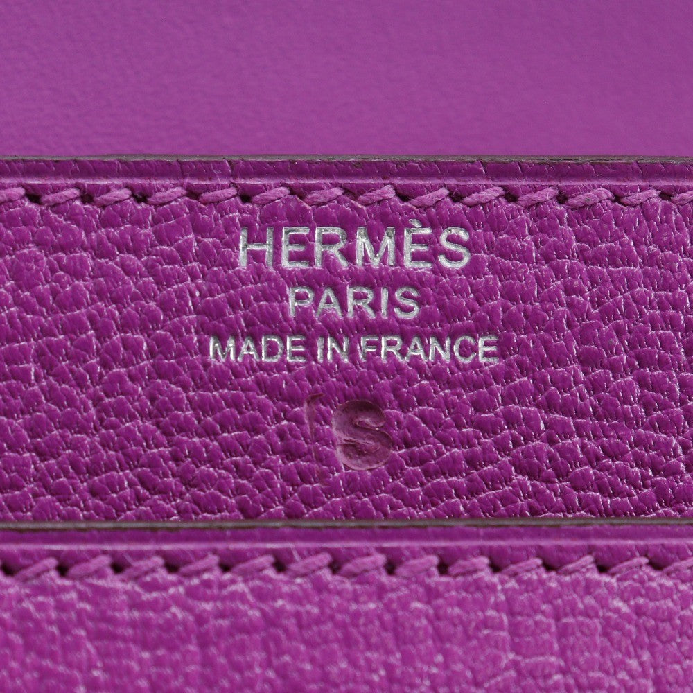 Hermes Verrou Clutch Chevre Mysore, PURPLE, LEATHER, Clutche & pouche