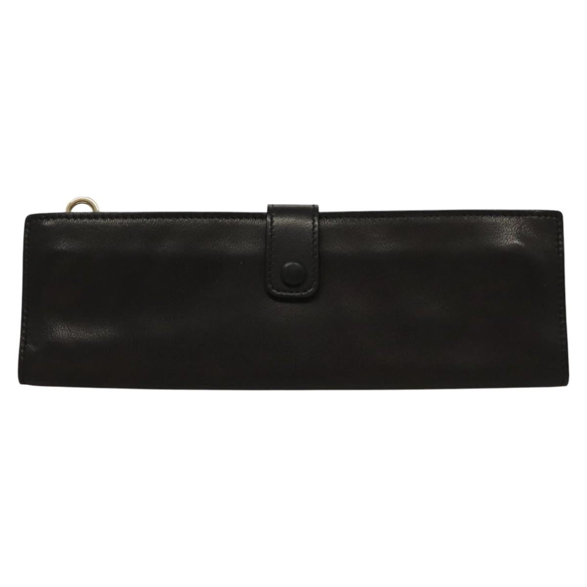 Bottega Veneta Vintage Clutch Leather, BLACK, LEATHER, Clutche & pouche