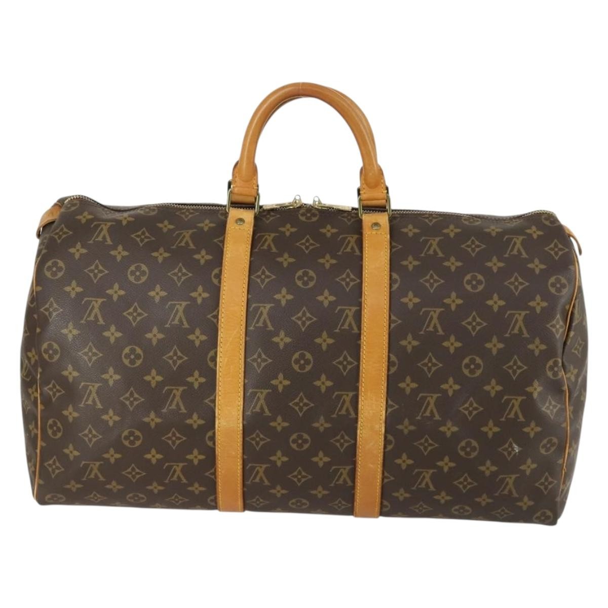 Louis Vuitton Keepall Bag Monogram Canvas, BROWN, CANVAS, Travel bag
