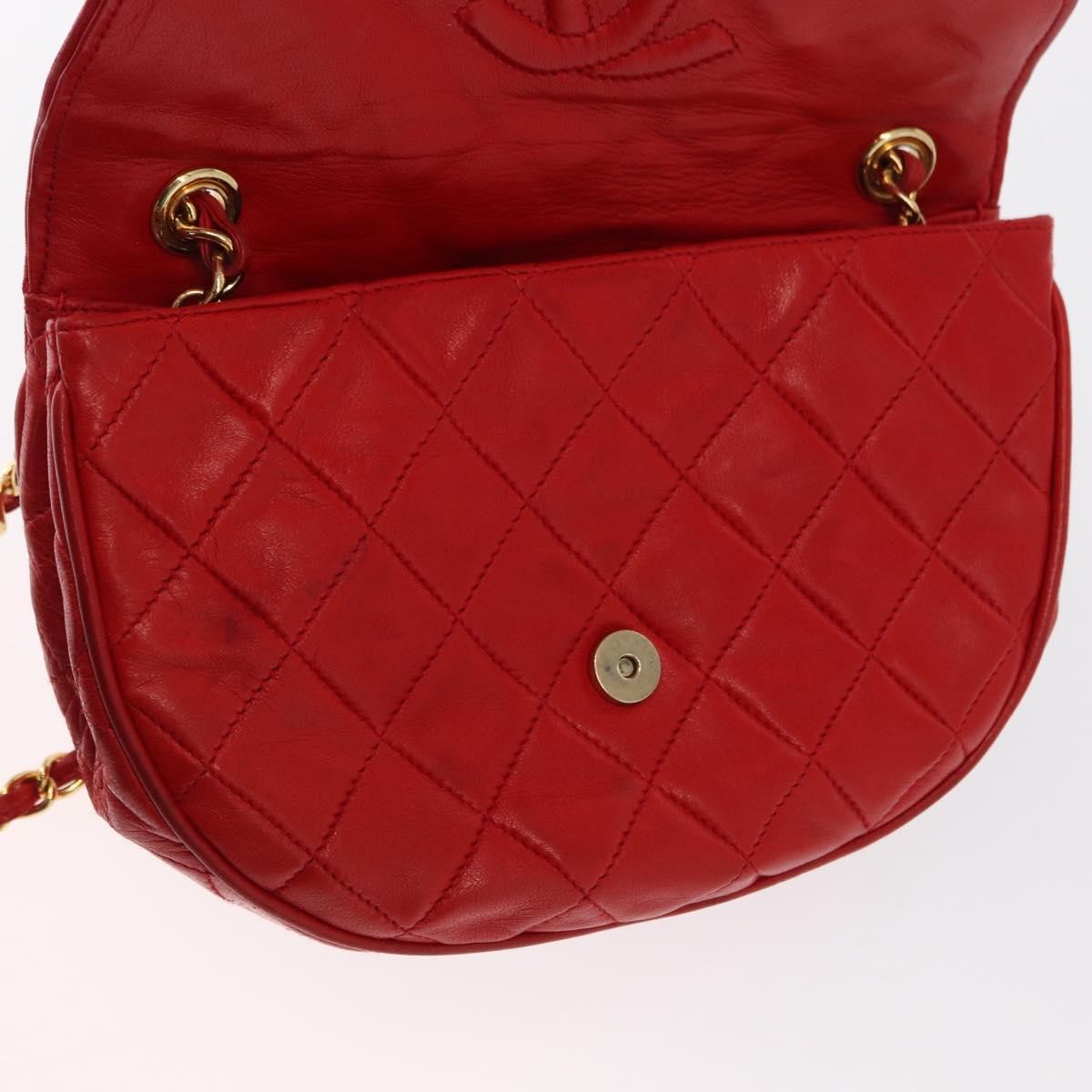 Chanel Camellia Rounded Clutch Satin and Leather, RED, LEATHER, Shoulder bag