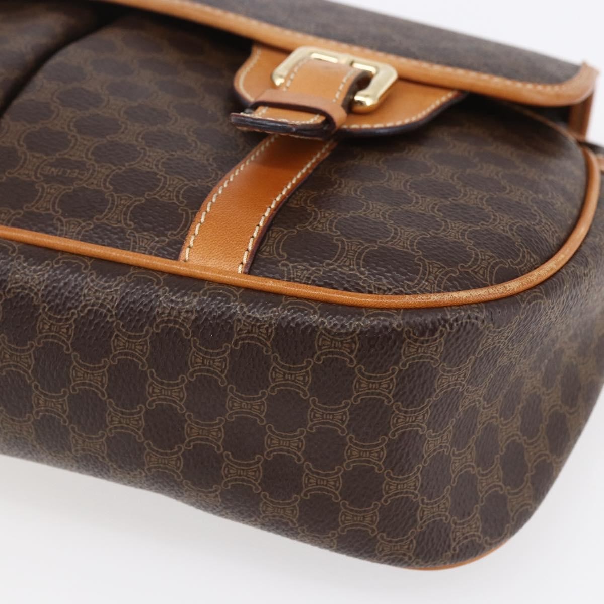 Celine Vintage Macadam Shoulder Bag Canvas and Leather, BROWN, CANVAS, Shoulder bag