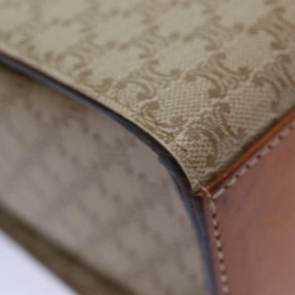 Celine Vintage Macadam Circle Logo Shoulder Bag Canvas and Leather, Beige, Canvas, Shoulder Bag