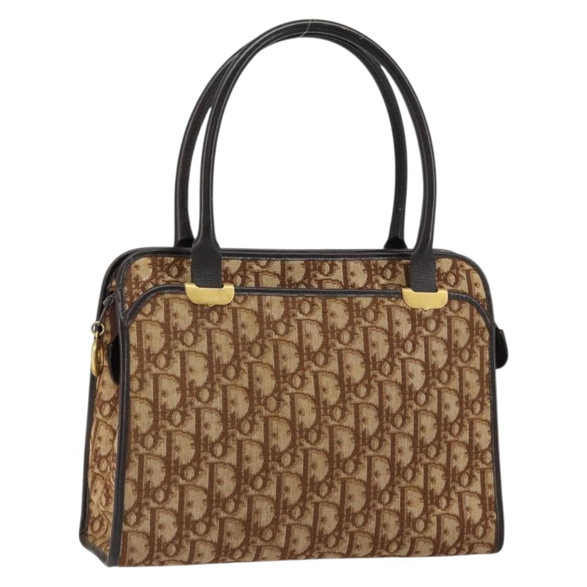 Christian Dior Vintage Trotter Handbag Canvas, BEIGE, CANVAS, Handbag