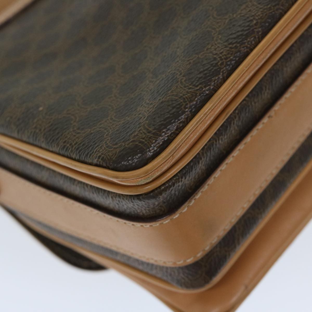 Celine Macadam Shoulder Bag PVC Leather, BROWN, CANVAS, Shoulder bag