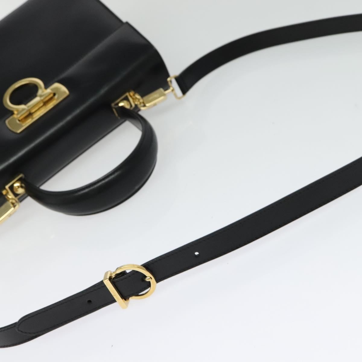 Salvatore Ferragamo Gancini Convertible Top Handle Bag Leather, BLACK, LEATHER, Handbag
