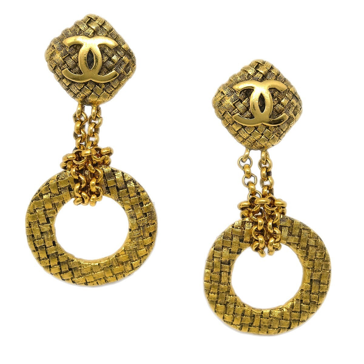 Chanel CC Dangle Earrings Metal, GOLD, GOLD_PLATED, Earrings