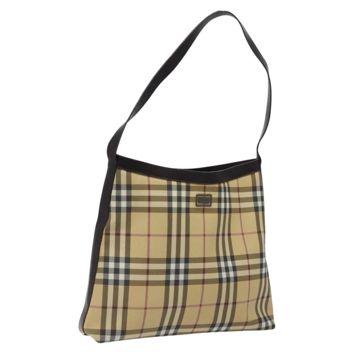 Burberry Shoulder Bag Nova Check Canvas, BEIGE, CANVAS, Shoulder bag