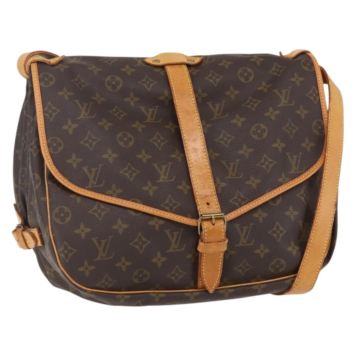 Louis Vuitton Saumur Handbag Monogram Canvas, BROWN, CANVAS, Shoulder bag