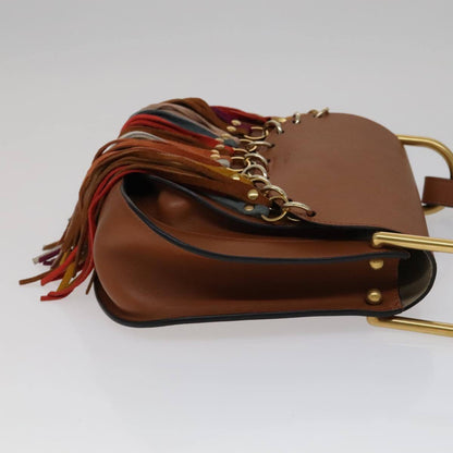 Chloe Multicolor Fringe Hudson Bag Leather, BROWN, LEATHER, Crossbody bag