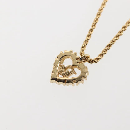 Christian Dior Vintage CD Heart Pendant Necklace Metal with Crystals, GOLD, METAL, Necklace