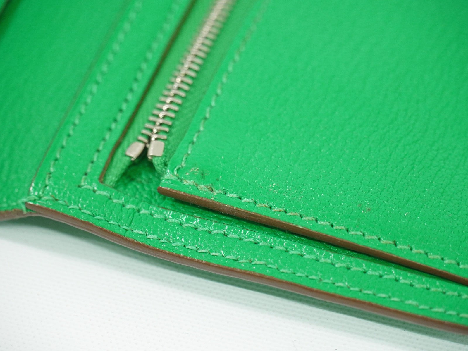 Hermes Bearn Wallet Chevre Mysore, GREEN, LEATHER, Wallets
