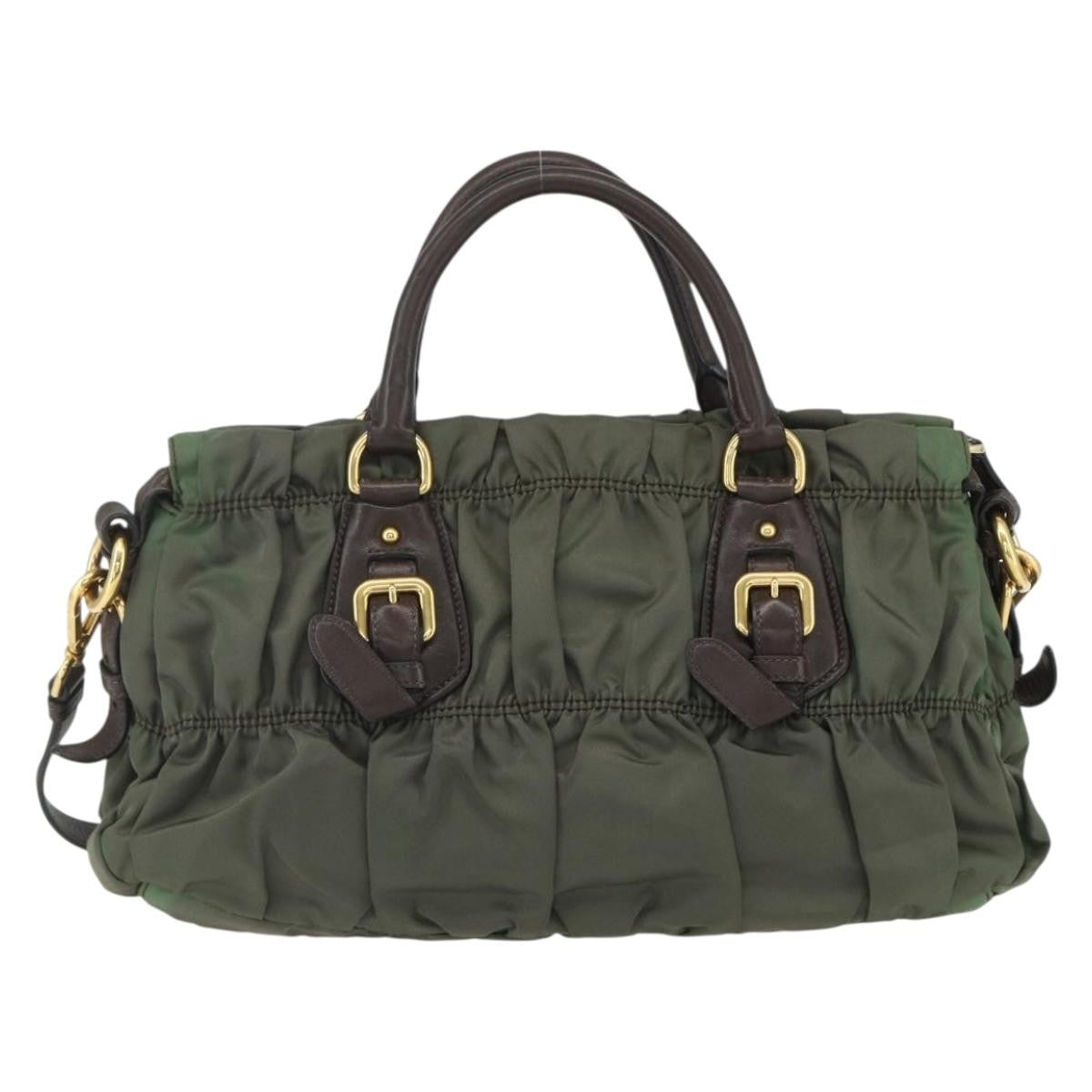 Prada Gaufre Convertible Satchel Tessuto, KHAKI, NYLON, Handbag