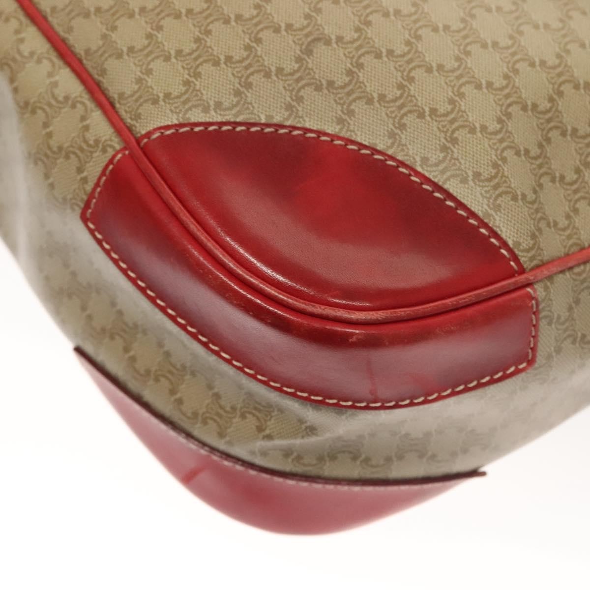 Celine Vintage Macadam Shoulder Bag Canvas and Leather, BEIGE, CANVAS, Shoulder bag