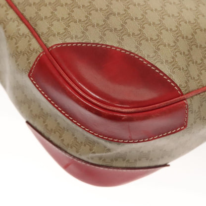 Celine Vintage Macadam Shoulder Bag Canvas and Leather, BEIGE, CANVAS, Shoulder bag