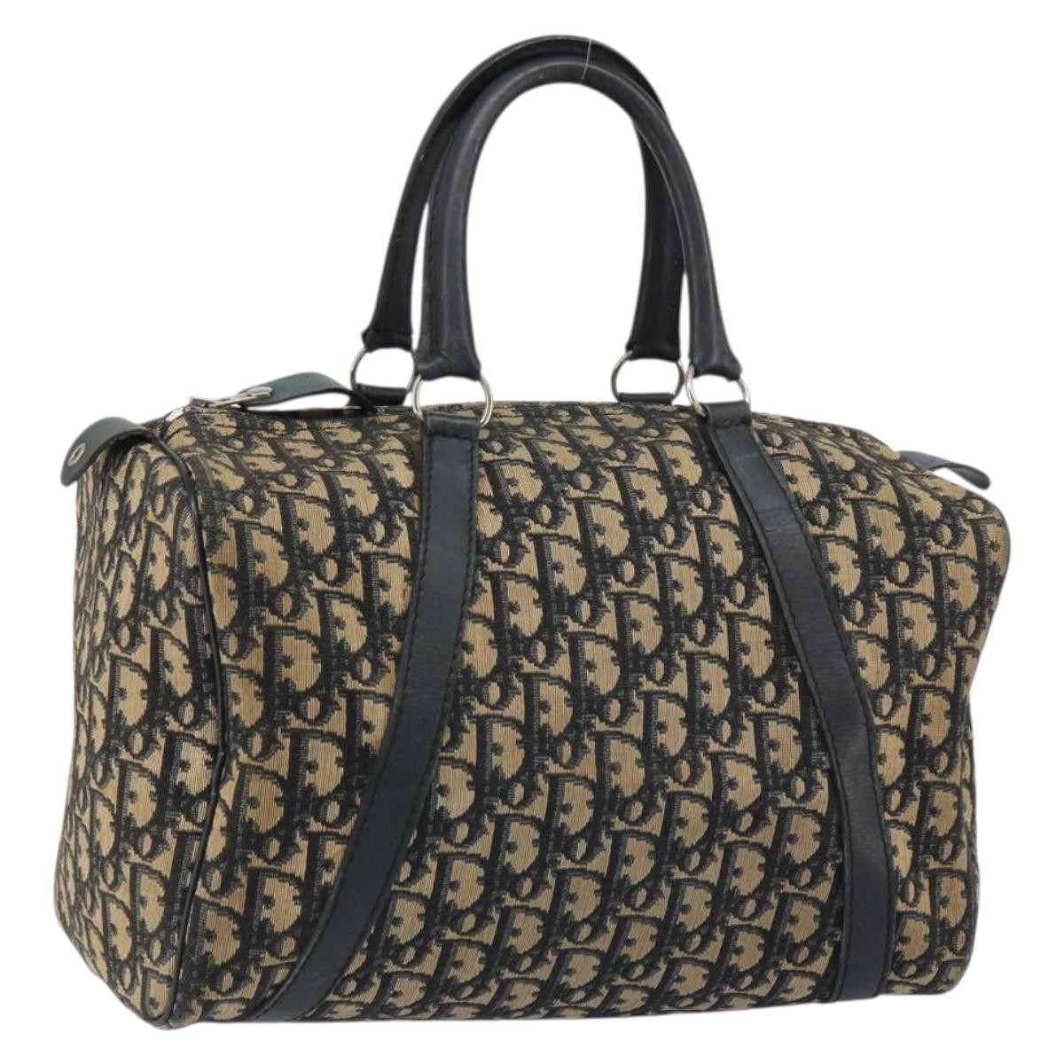 Christian Dior Vintage Trotter Boston Bag Canvas, NAVY, CANVAS, Travel bag