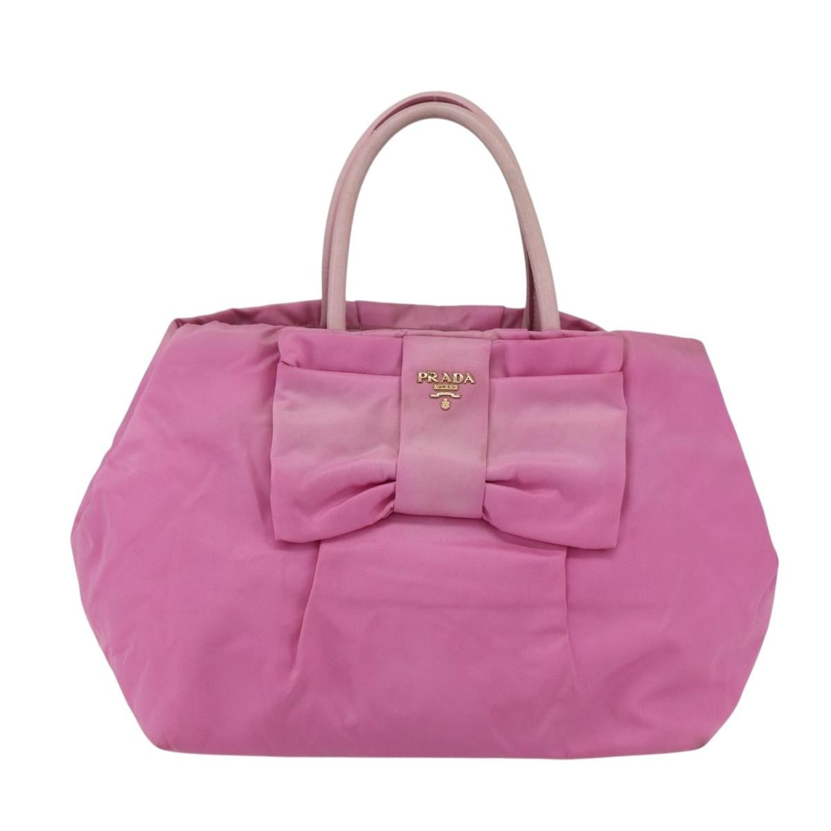 Prada Bow Tote Tessuto with Leather, PINK, NYLON, Tote bag