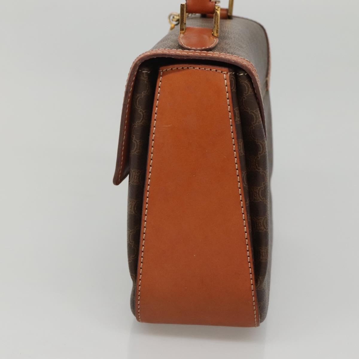 Celine Vintage Convertible Top Handle Bag Macadam Coated Canvas, BROWN, CANVAS, Handbag