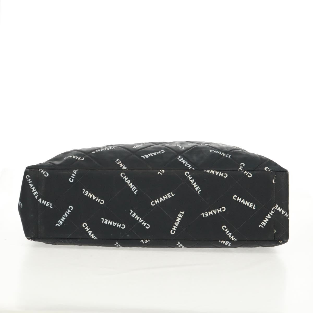 Chanel Logo Shopping Tote Quilted Printed Canvas, BLACK, CANVAS, Tote bag