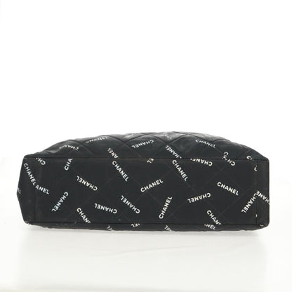 Chanel Logo Shopping Tote Quilted Printed Canvas, BLACK, CANVAS, Tote bag