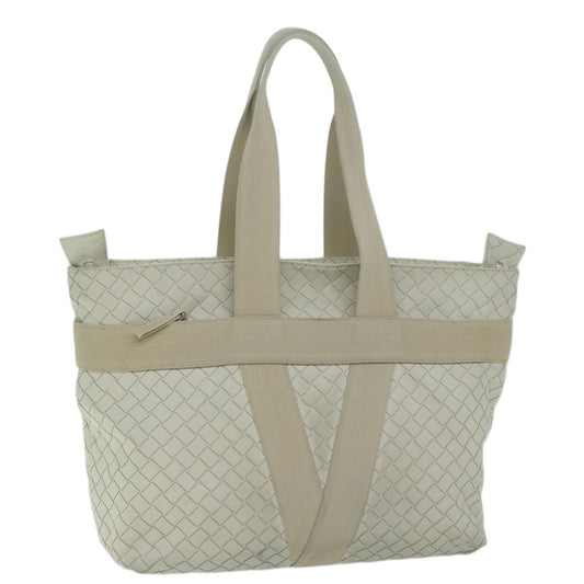 Bottega Veneta Zipped Tote Rubber Intrecciato with Canvas, WHITE, LEATHER, Tote bag