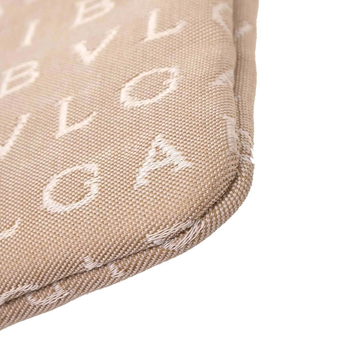 Bvlgari Logomania Shoulder Bag Canvas with Leather, BEIGE, CANVAS, Shoulder bag