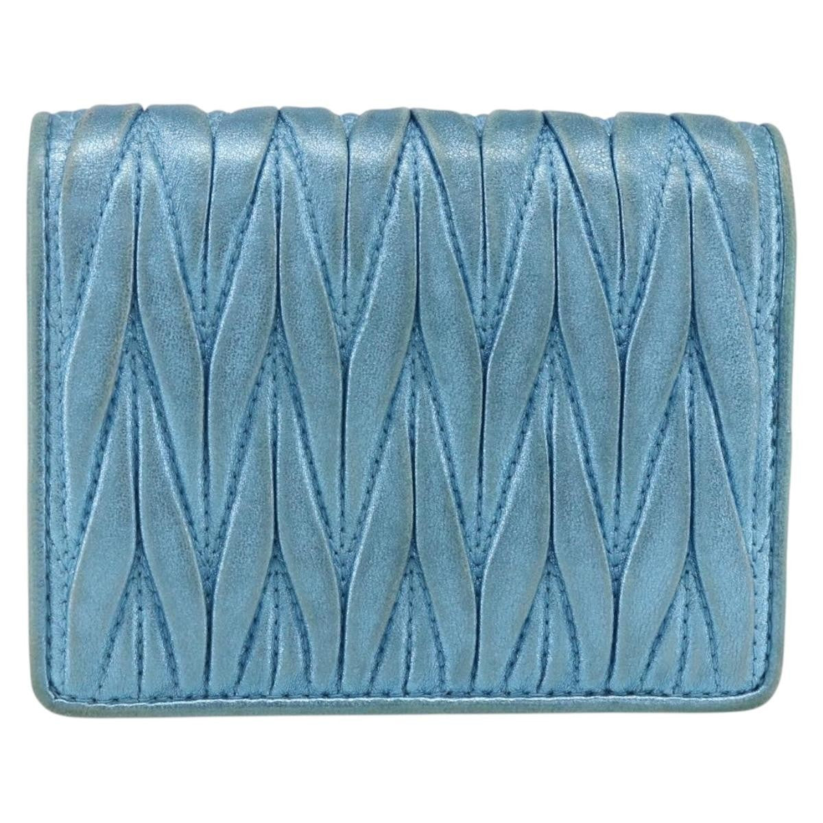 Miu Miu Matelasse Wallet Leather, BLUE, LEATHER, Wallets