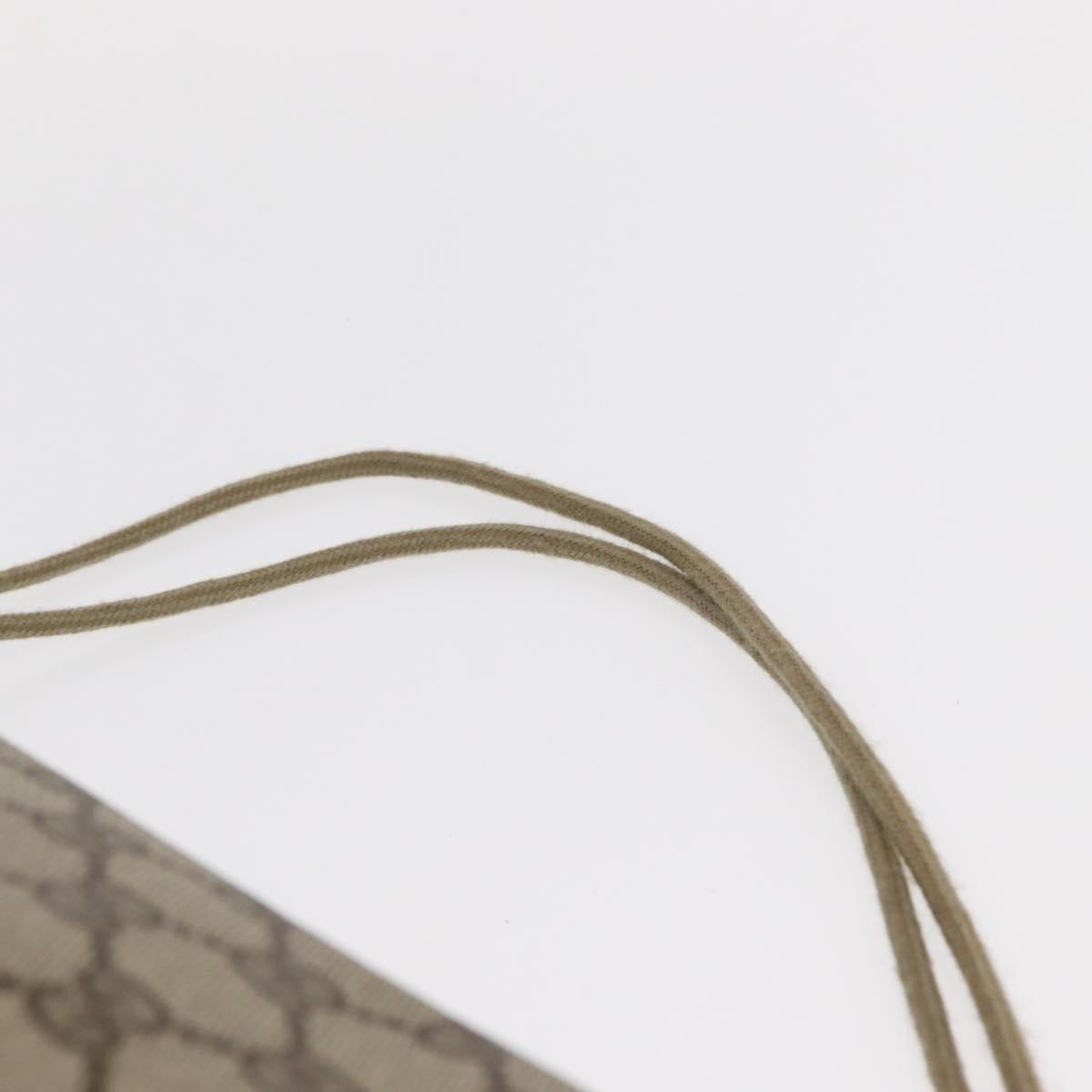 Gucci Drawstring Shoulder Bag GG Canvas with Leather, BEIGE, PVC, Shoulder bag