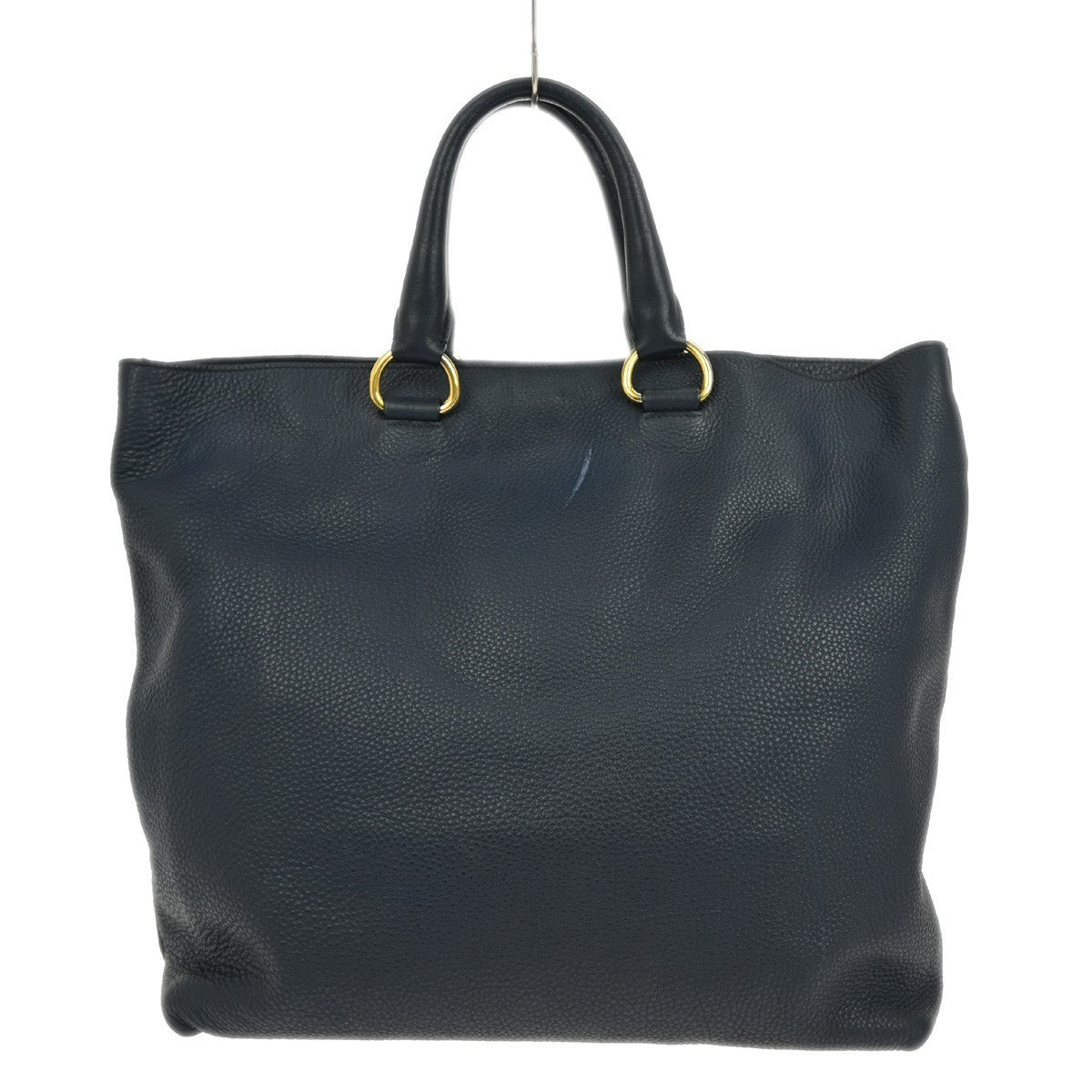 Prada Convertible Shopper Tote Vitello Daino, NAVY, LEATHER, Tote bag