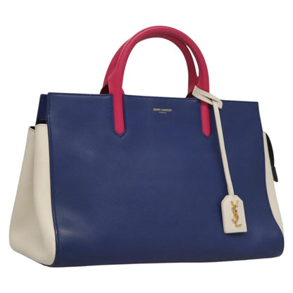 Saint Laurent Rive Gauche Cabas Leather, BLUE, LEATHER, Handbag