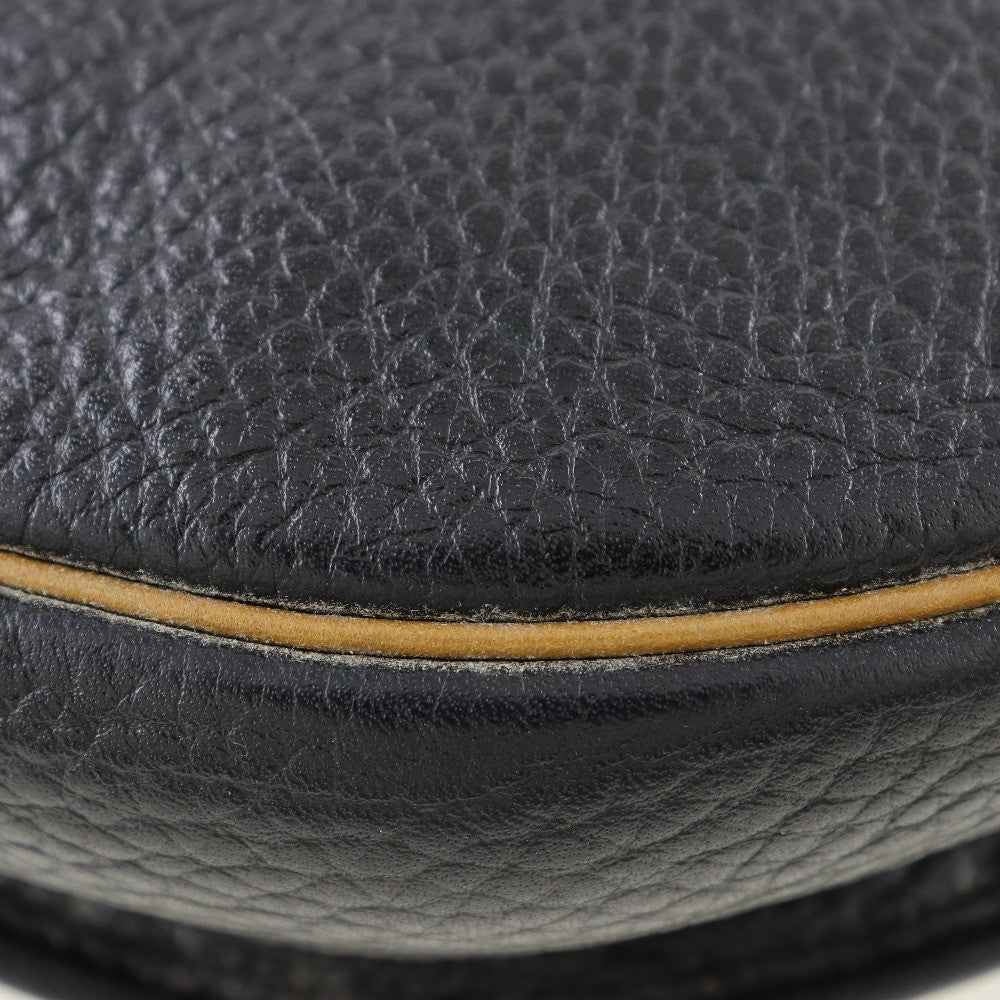 Christian Dior Vintage CD Logo Shoulder Bag Leather, BLACK, CALFSKIN, Shoulder bag