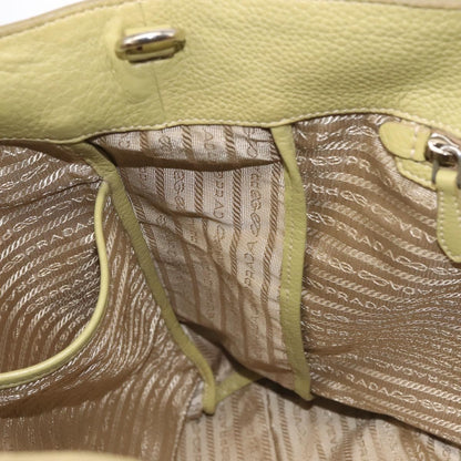 Prada Shopping Tote Vitello Daino, GREEN, LEATHER, Tote bag