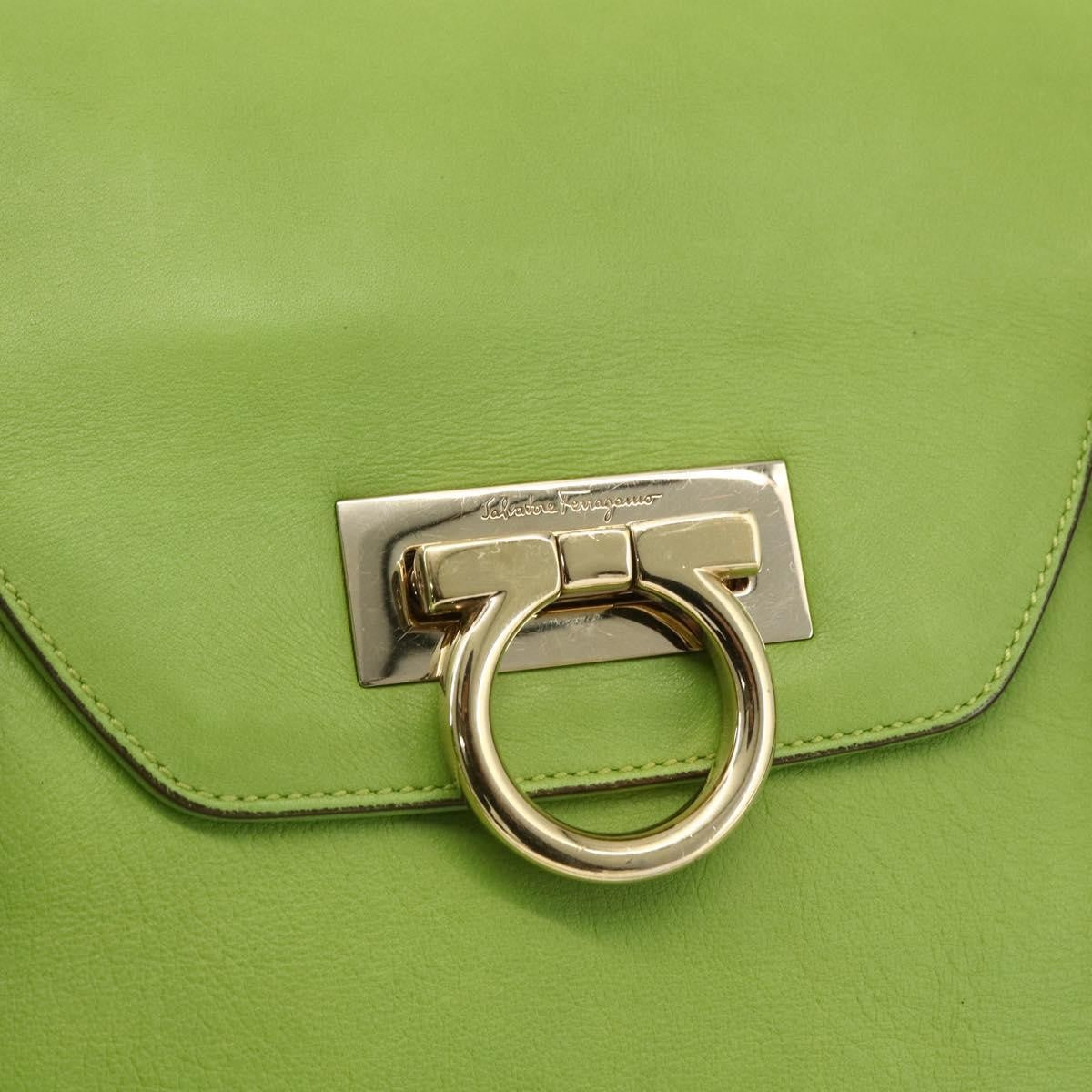 Salvatore Ferragamo Virna Satchel Leather, GREEN, LEATHER, Handbag