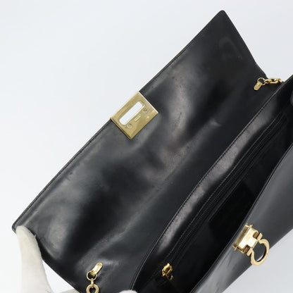 Salvatore Ferragamo Gancini Chain Shoulder bag Leather, BLACK, LEATHER, Shoulder bag
