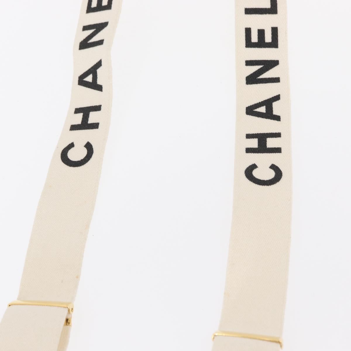 Chanel Logo Suspenders Canvas, WHITE, CANVAS, Belts