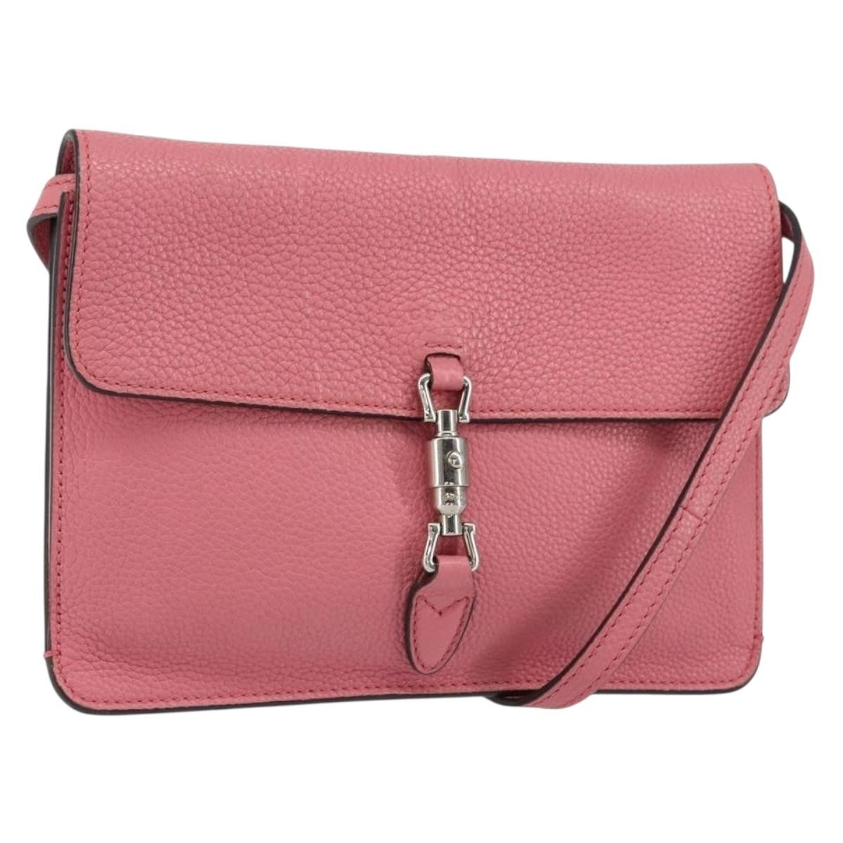 Gucci Jackie Soft Flap Shoulder Bag Leather, PINK, LEATHER, Shoulder bag