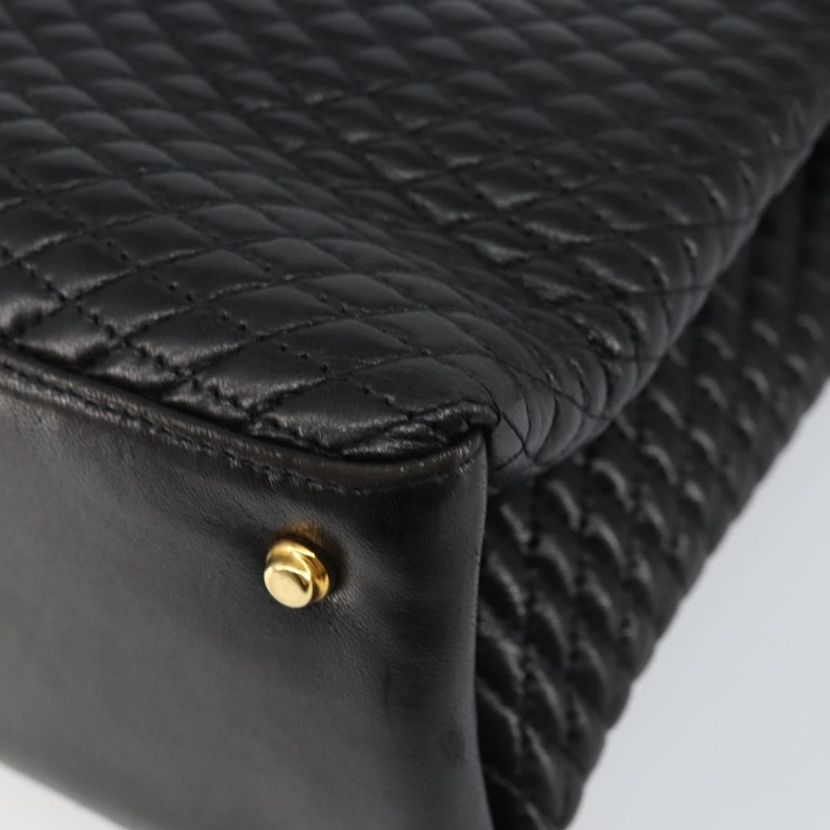 Bally Vintage Handbag Quilted Leather, BLACK, LEATHER, Handbag