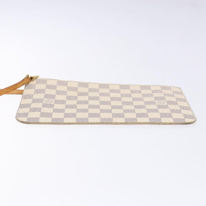 Louis Vuitton Neverfull Pochette Damier, WHITE, CANVAS, Tote bag