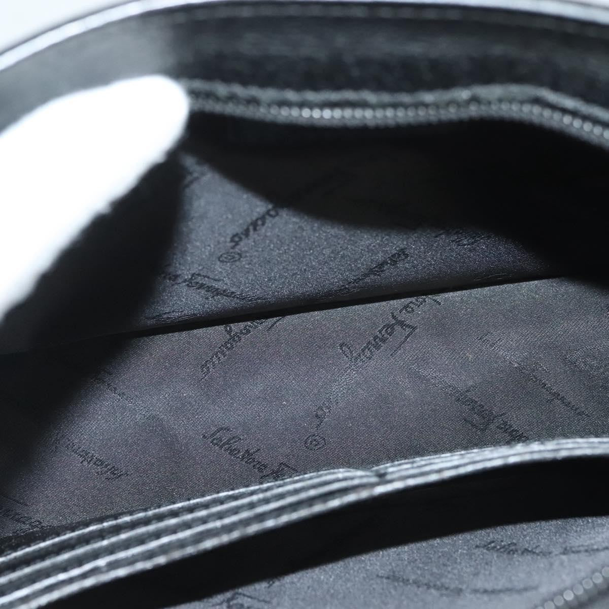 Salvatore Ferragamo Logo Zip Pouch Leather, BLACK, LEATHER, Clutche & pouche