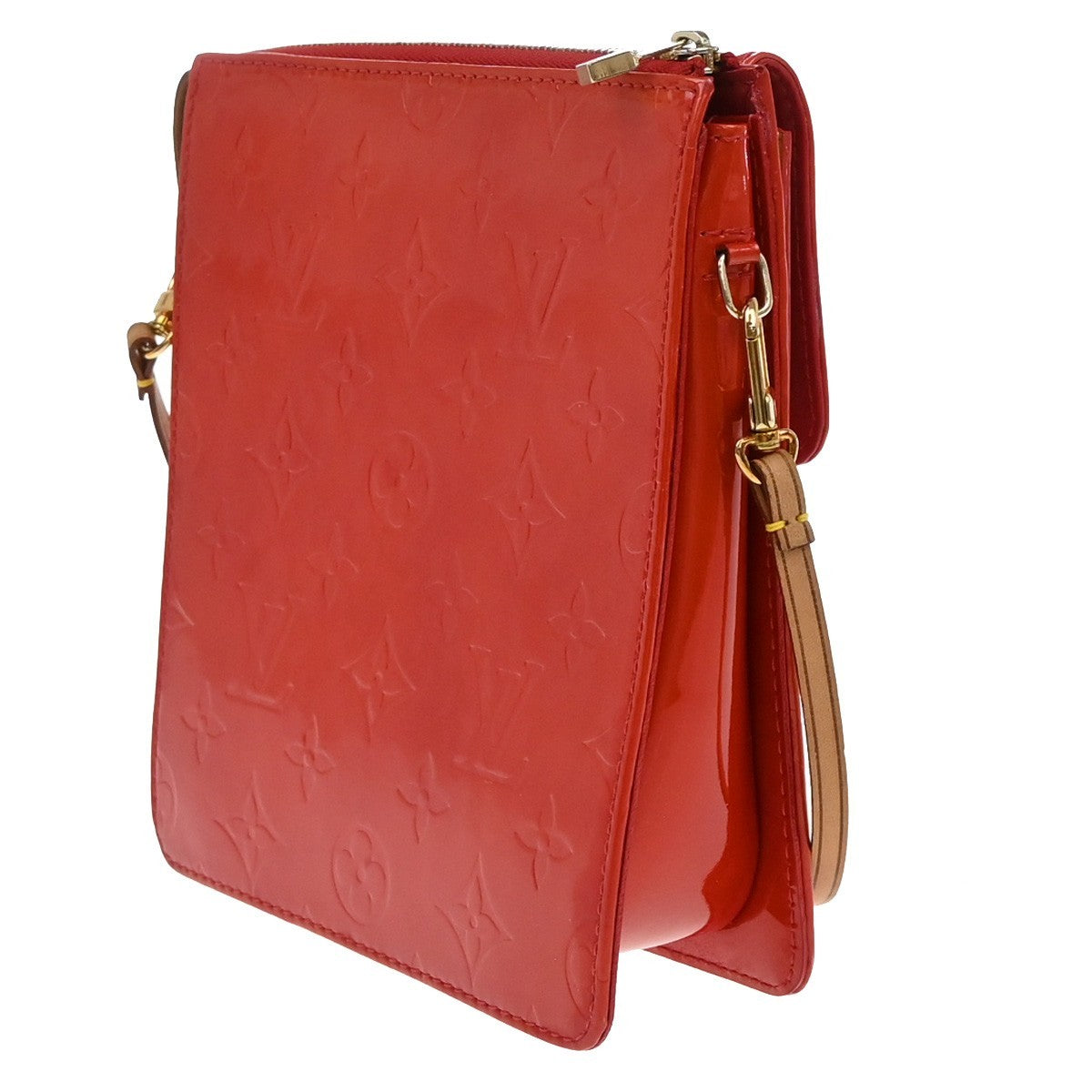 Louis Vuitton Mott Handbag Monogram Vernis, RED, PATENT_LEATHER, Clutche & pouche