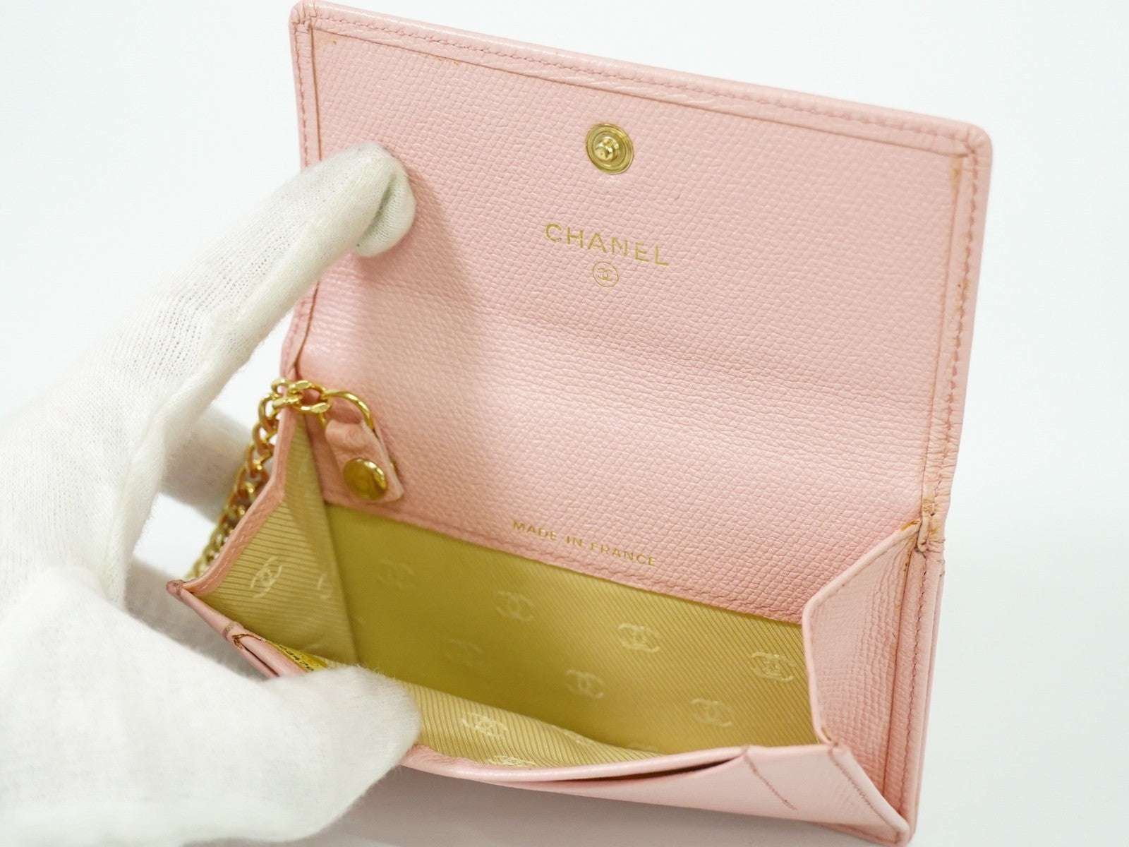 Chanel Coco bouton wallet Leather, PINK, LEATHER, Wallets