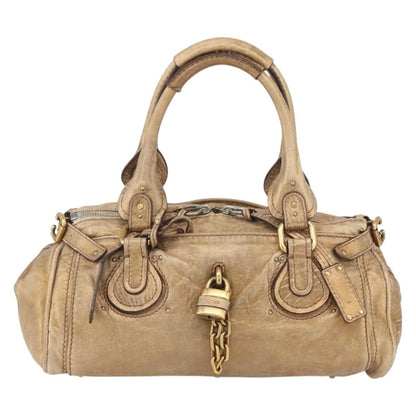 Chloe Pure Paddington Satchel Leather, GOLD, LEATHER, Handbag