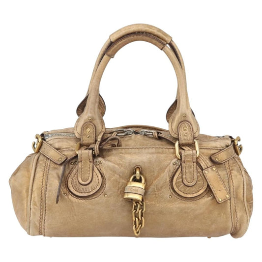 Chloe Pure Paddington Satchel Leather, GOLD, LEATHER, Handbag